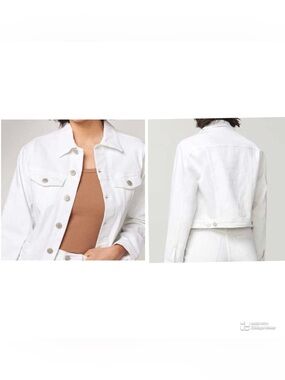 Warp + Weft White Cropped Denim Jacket size 1XL